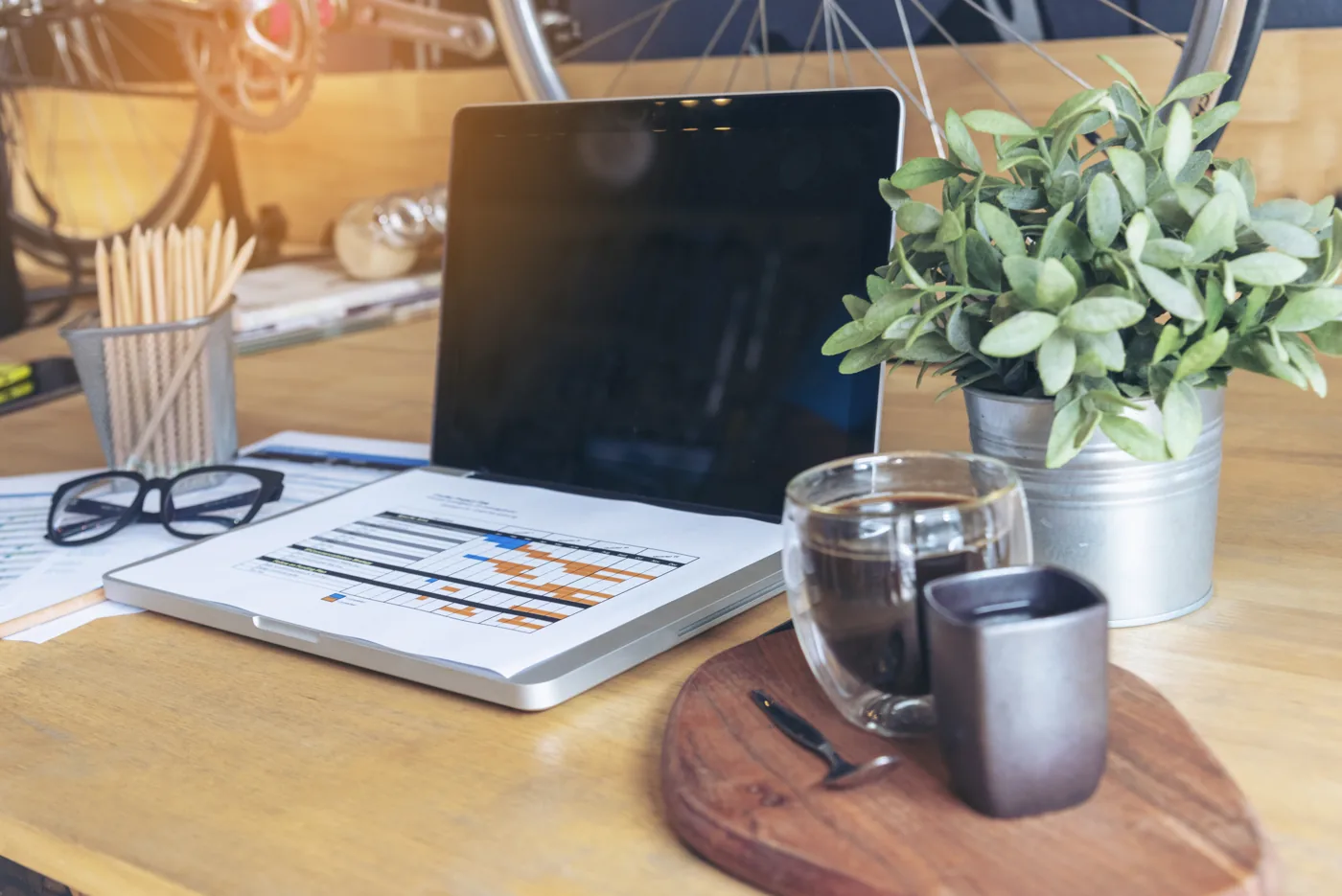 Documents et outils de gestion sur un bureau